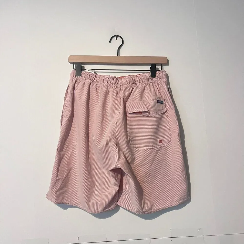 Cova Mens Swim Trunks Size M Light Pink Striped Stretch Board Shorts Lined